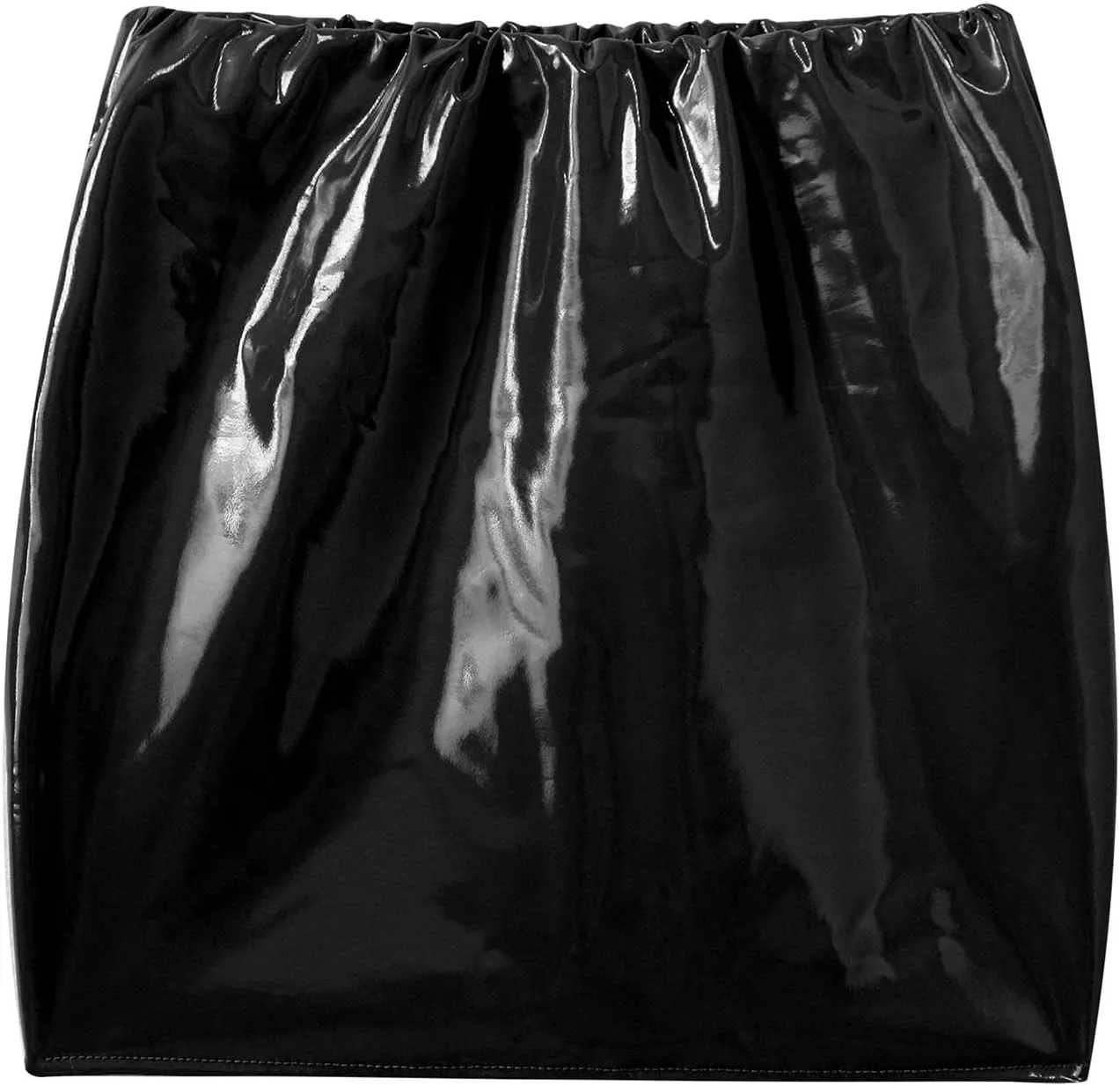 YiZYiF Women's PVC Wet Look Leather High Waist Stretch Mini Bodycon Skirt Short Wrap Skirt